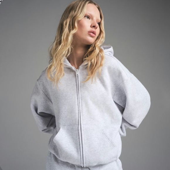 SKIMS Classic Zip Up Hoodie Size XXS Light Heather Grey Oversized Cozy Neutral - Picture 4 of 13